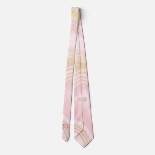 Cravate Élégant Rose or marbre Motif Initiales (Dos)