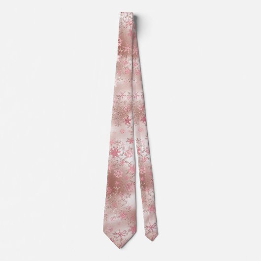 Cravate Élégant rose or Noël Snowflake Motif (Devant)