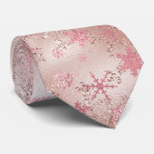 Cravate Élégant rose or Noël Snowflake Motif (Roulé)