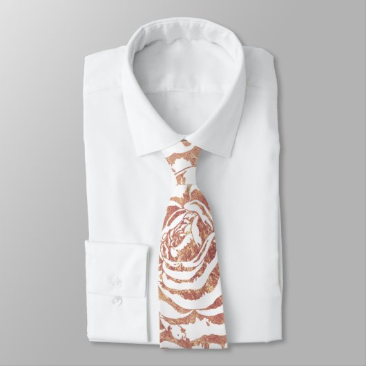 Cravate Elégant rose romantique or rose motif image (Attaché)