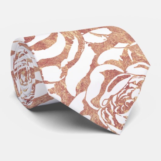 Cravate Elégant rose romantique or rose motif image (Roulé)