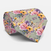 Cravate Elégant rose rose rose Sage Vert Aquarelle Fleurs (Roulé)