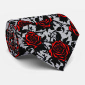 Cravate Élégant Rose rouge et noir (Roulé)