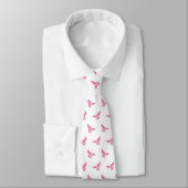 Cravate Élégant rose sur blanc Motif sans voile (Attaché)