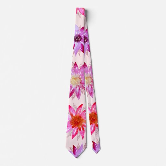 Cravate Elégant rose violet Parties scintillant Aquarelle  (Devant)