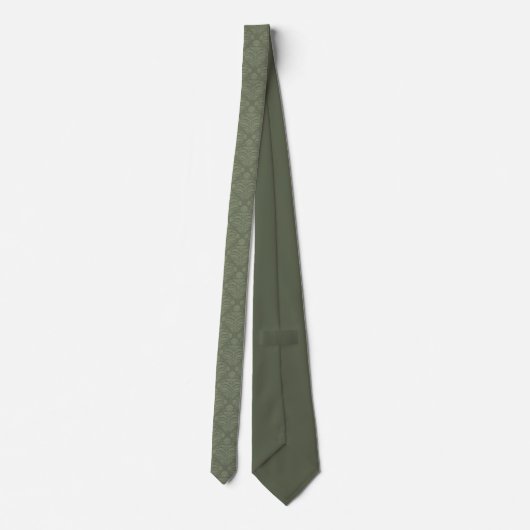 Cravate Elegant Sage Green Damask Pattern (Dos)