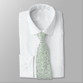 Cravate Elégant Sage Vert & Blanc Vintage Paisley Motif (Attaché)