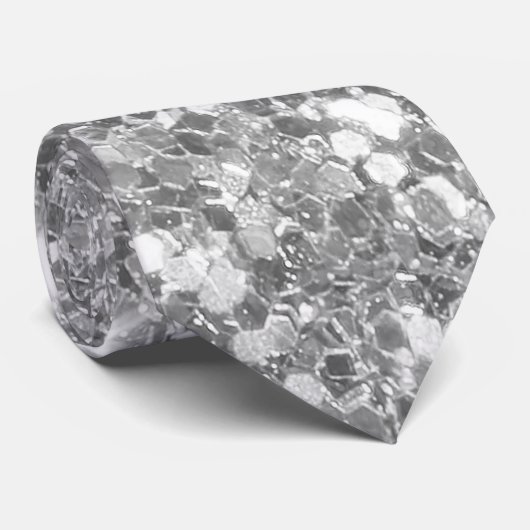 Cravate Elegant Silver Glitter (Roulé)