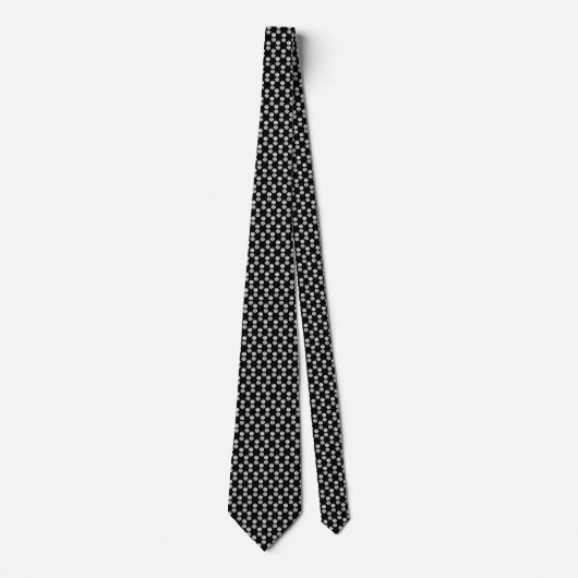 Cravate Elegant Silver Hexagon Geometric Pattern on Black (Devant)