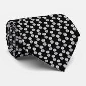 Cravate Elegant Silver Hexagon Geometric Pattern on Black (Roulé)