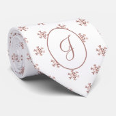 Cravate Élégant Snowflakes blanc et Rose Monogramme (Roulé)