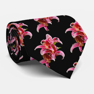 Cravate Élégant stargazer rose floral Lys orientaux