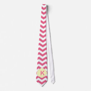 Cravate Élégant, tendance, joli monogramme chevron rose