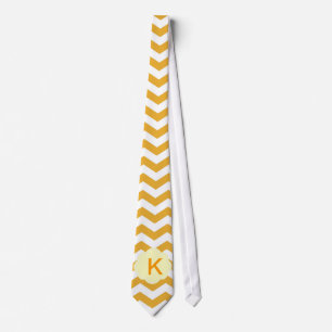 Cravate Élégant, tendance, monogramme chevron jaune classi