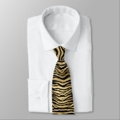 Cravate élégant tigre en or noir imprimé motif carrelé (Attaché)