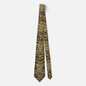 Cravate élégant tigre en or noir imprimé motif carrelé (Devant)