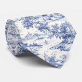 Cravate Elégant Toile Bleue Français Romantique Motif (Roulé)