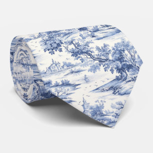 Cravate Elégant Toile Bleue Français Romantique Motif