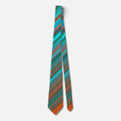 Cravate Elégant Turquoise & Orange Angled Stripes Motif Ho (Devant)