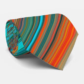 Cravate Elégant Turquoise & Orange Angled Stripes Motif Ho (Roulé)