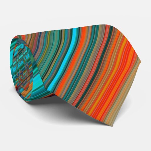 Cravate Elégant Turquoise & Orange Angled Stripes Motif Ho (Roulé)