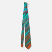 Cravate Elégant Turquoise & Orange Angled Stripes Motif Ho (Dos)