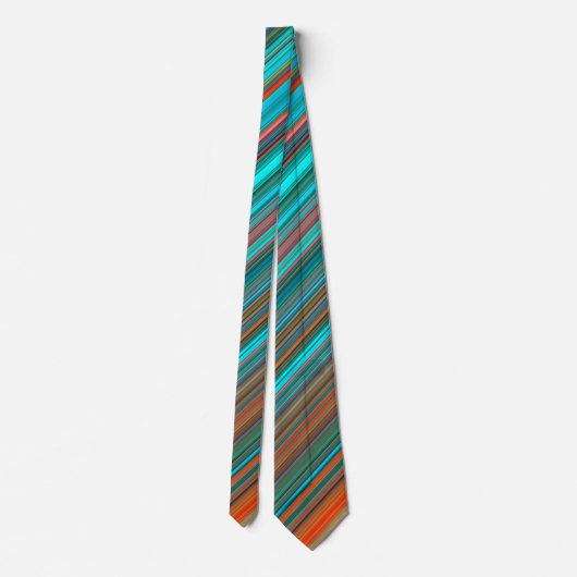 Cravate Elégant Turquoise & Orange Angled Stripes Motif Ho (Dos)