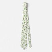 Cravate Elégant Vert Aquarelle Floral Motif (Devant)