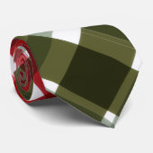 Cravate Élégant vert et blanc Carreau rouge Noël rustique (Roulé)
