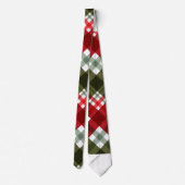 Cravate Élégant vert et blanc Carreau rouge Noël rustique (Dos)