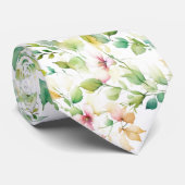 Cravate Elégant vert fleurs sauvages d'aquarelle (Roulé)