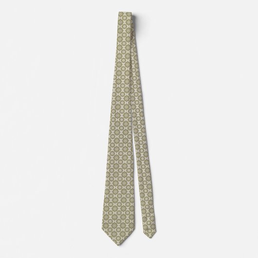 Cravate Élégant vert olive Fleur de Lis motif répétitif (Devant)
