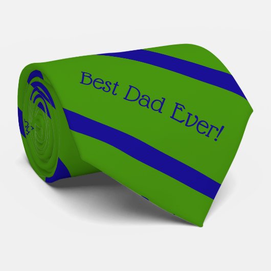 Cravate Élégant Vert Vert Bleu Grilles Meilleur Papa Jamai (Roulé)