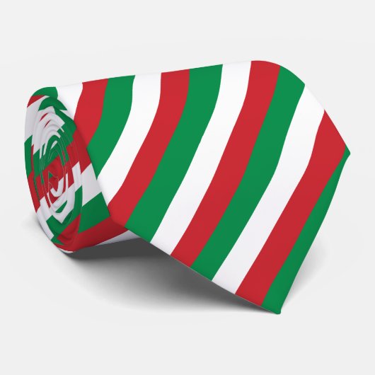 Cravate Élégant Vert Vert Rouge Italien Drapeau Gratté (Roulé)