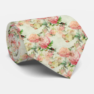 Cravate Élégant Vintage Plutôt rose Floral Rose Motif