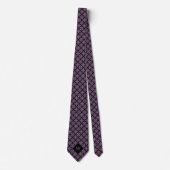 Cravate Élégant violet et noir monogramme arabesque (Devant)