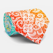 Cravate Elegant White Lace On Rainbow Abstract (Roulé)