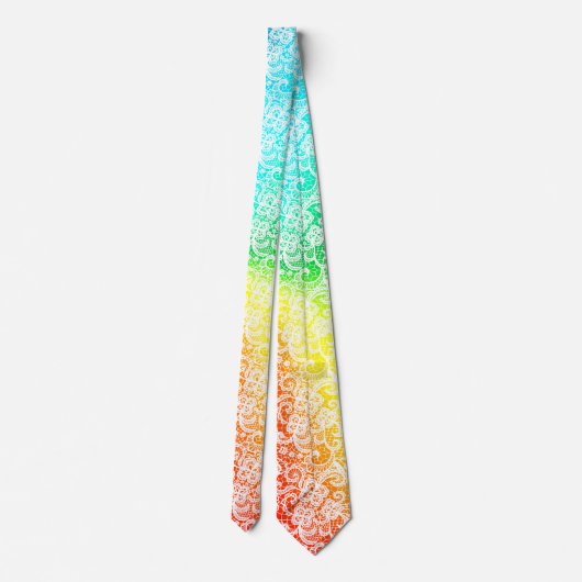 Cravate Elegant White Lace On Rainbow Abstract (Dos)