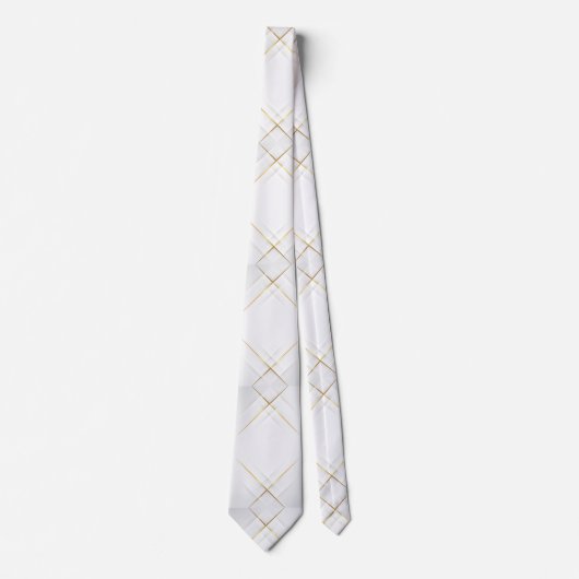 Cravate Elegant White with Gold Accent Men’s Necktie (Devant)