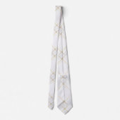 Cravate Elegant White with Gold Accent Men’s Necktie (Dos)