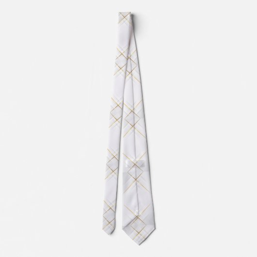 Cravate Elegant White with Gold Accent Men’s Necktie (Dos)