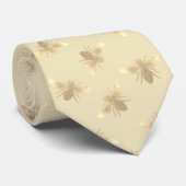 Cravate ・élégante abeilles motif sur l'huile d'amande jaun (Roulé)