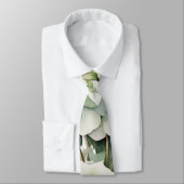 Cravate Elégante aquarelle blanche vert hydrangée florale (Attaché)