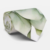 Cravate Elégante aquarelle blanche vert hydrangée florale (Roulé)