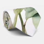 Cravate Elégante aquarelle blanche vert hydrangée florale (Roulé)