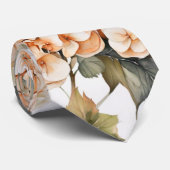 Cravate Elégante aquarelle blanche vert orange boho (Roulé)