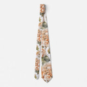 Cravate Elégante aquarelle blanche vert orange boho (Dos)