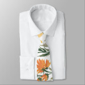 Cravate Elégante aquarelle orange rose fleurs (Attaché)