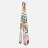 Cravate Elégante aquarelle orange rose fleurs (Dos)