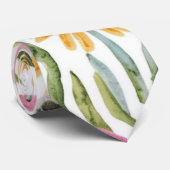 Cravate Elégante aquarelle orange rose fleurs3 (Roulé)